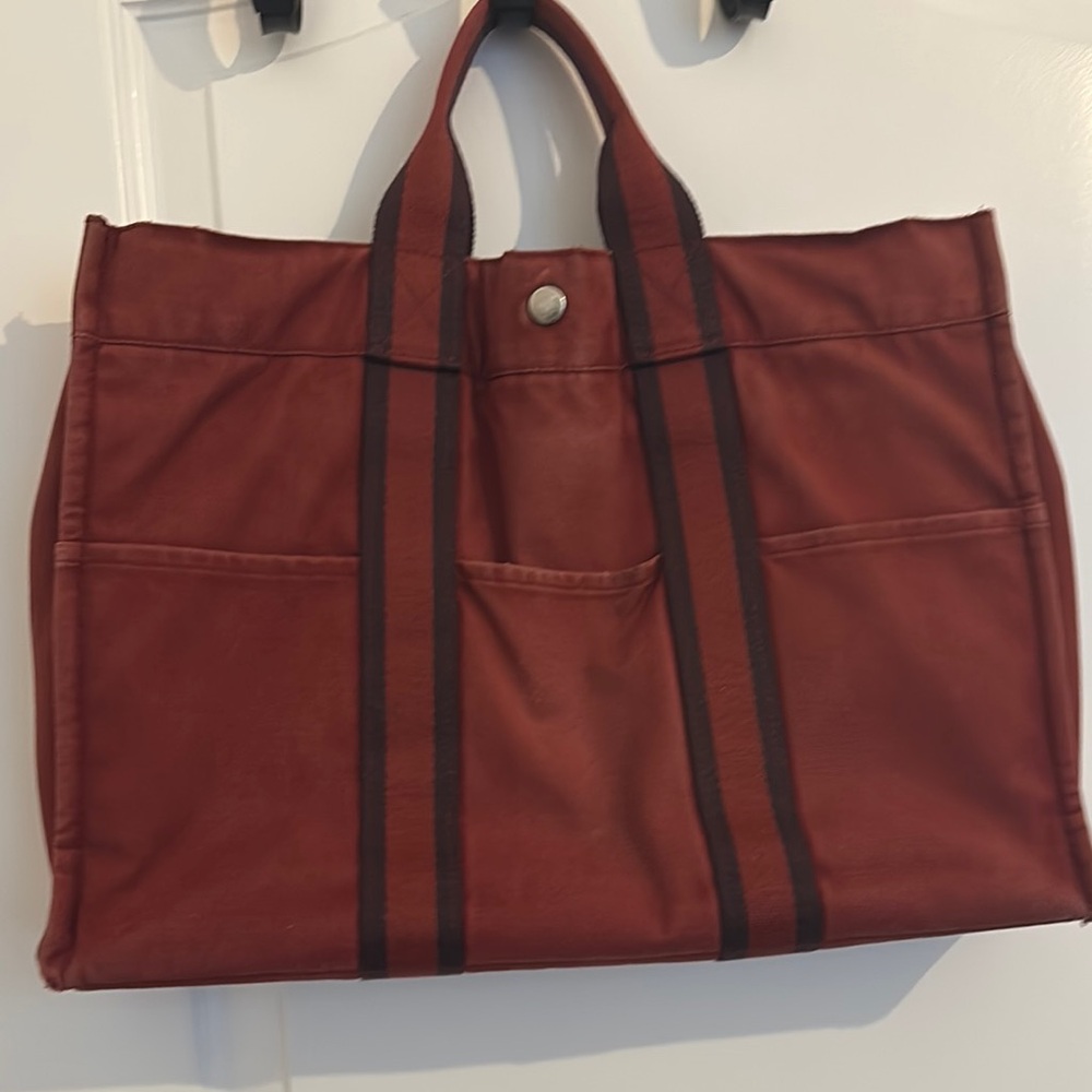 Hermes Burgundy Tote Bag